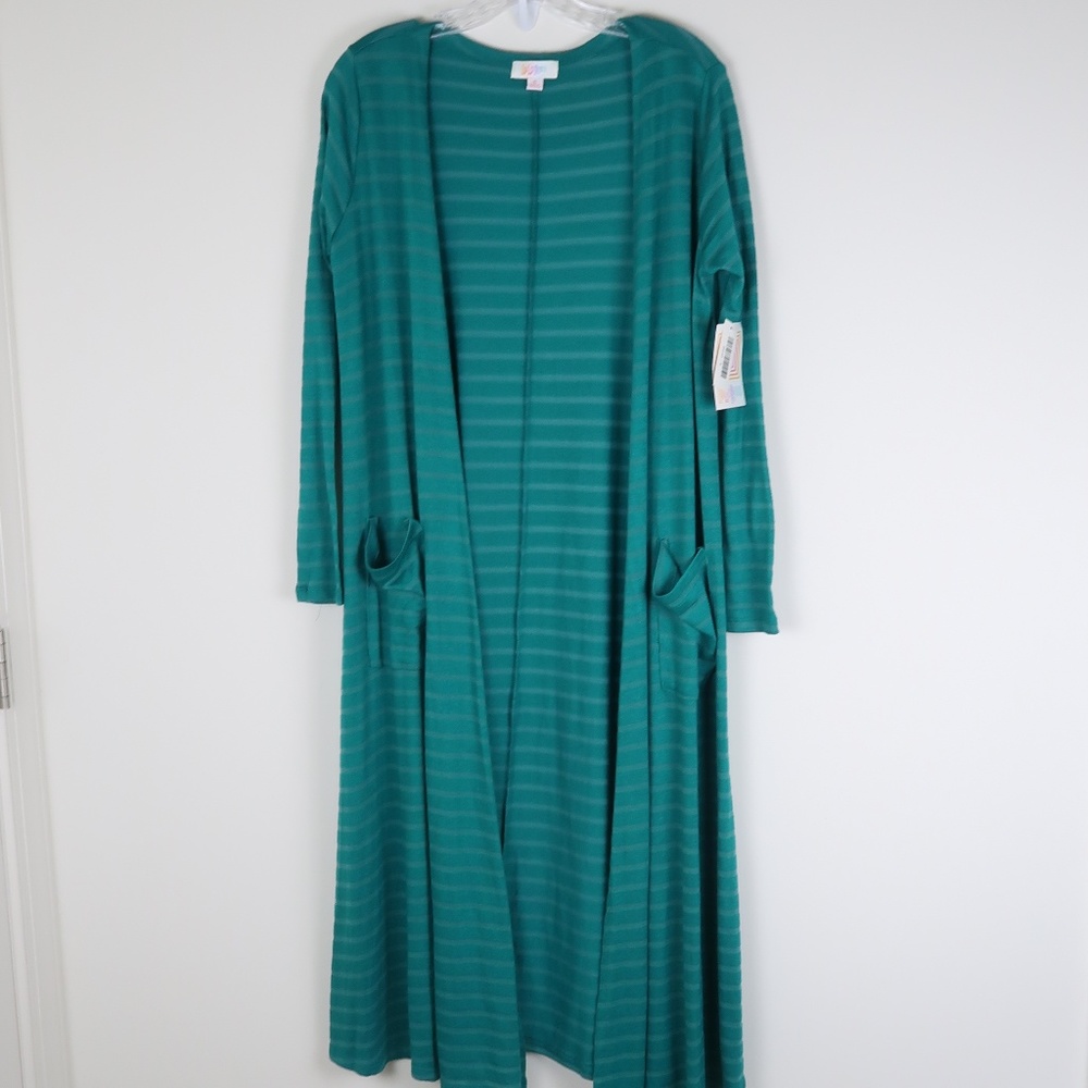 Lularoe Sarah Striped Teal Duster Cardigan S